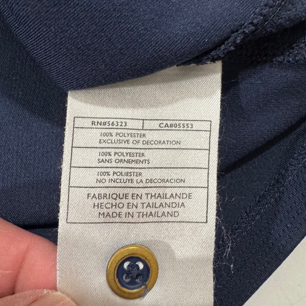 Nike Polo Shirt Mens XL Navy Blue Yellow Stripe Dri-FIT Golf Tennis Short Sleeve - Picture 6 of 7